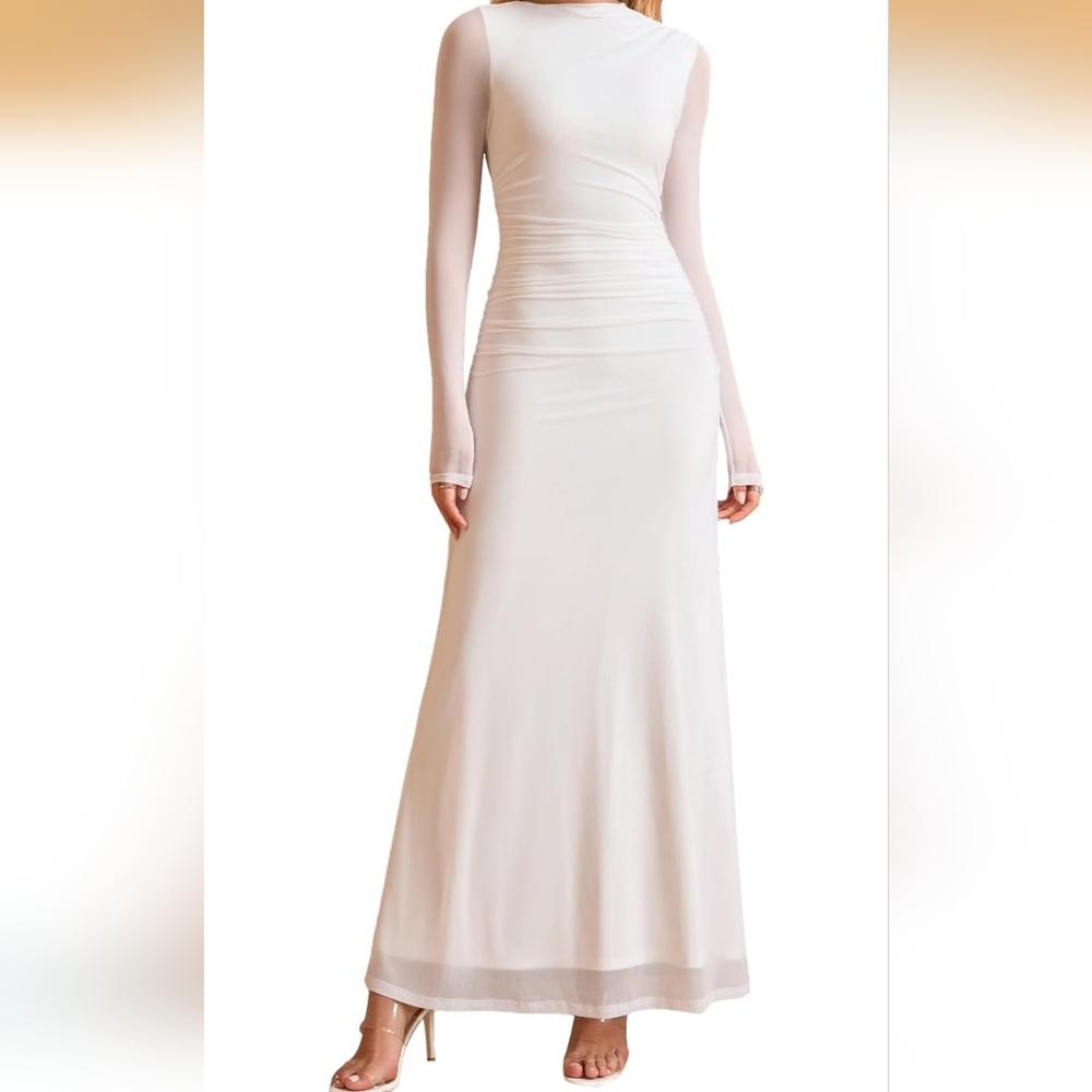 Elegant White Long Sleeve Dress
